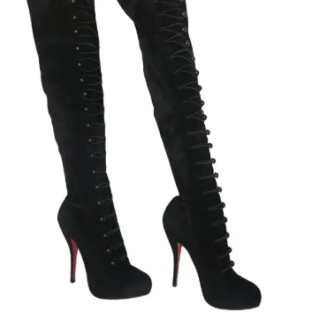 Christian Louboutin Styled Leather Suede High Heel Boots